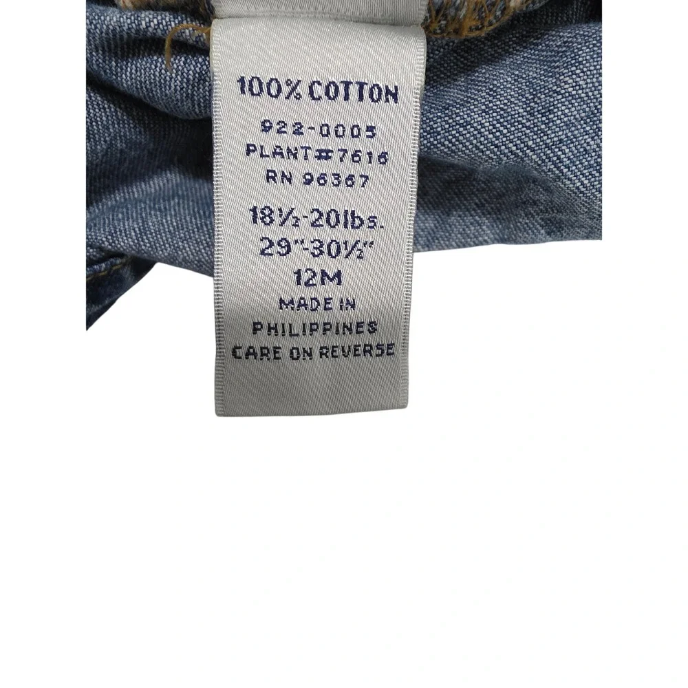 OshKosh Bgosh Baby Girl Blue Denim Overall Jumper Dress 12M Medium Wash 922-0005